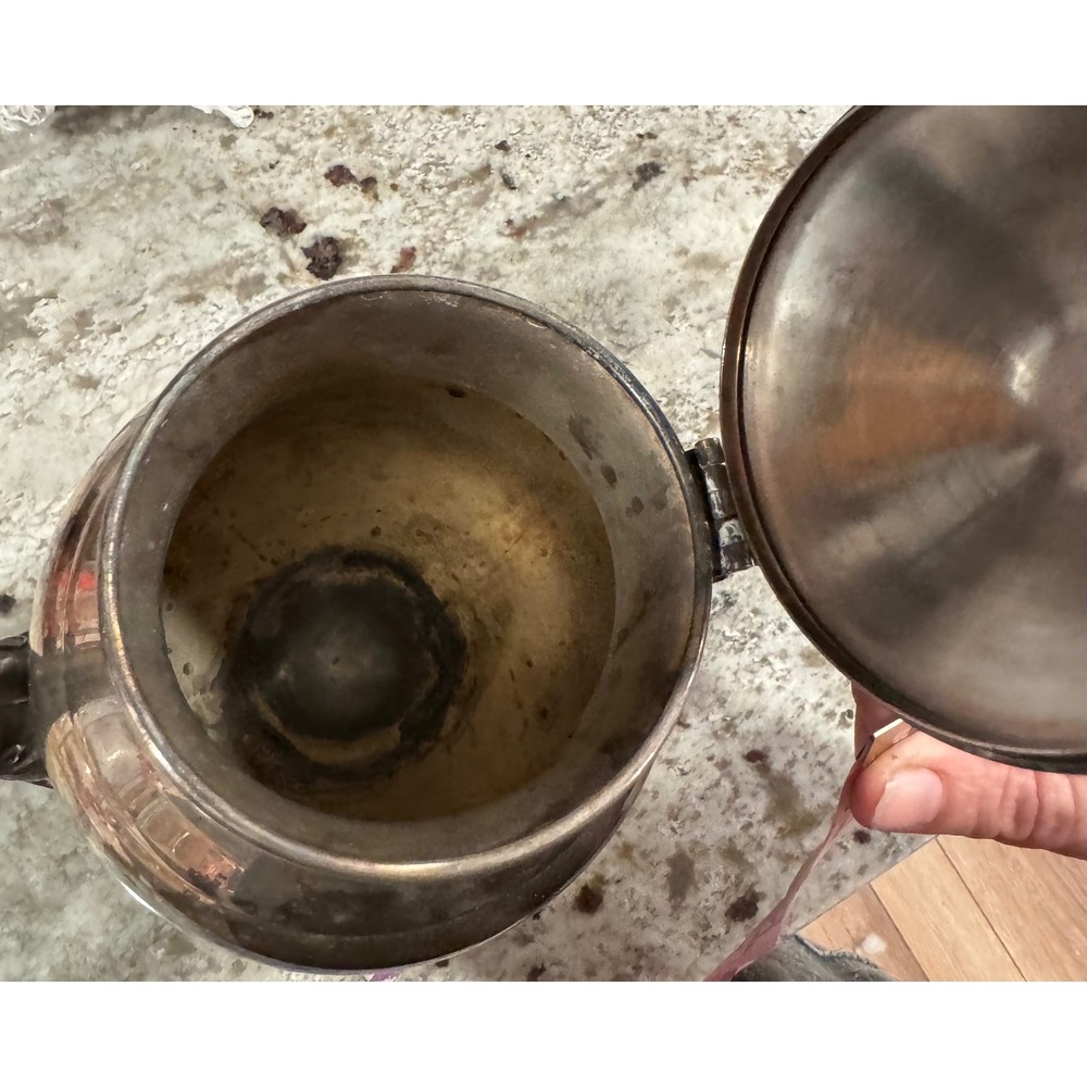 Vintage Ornate Silver Plated Footed Teapot Hinged Lid Victorian Style Tarnished - Picture 9 of 12